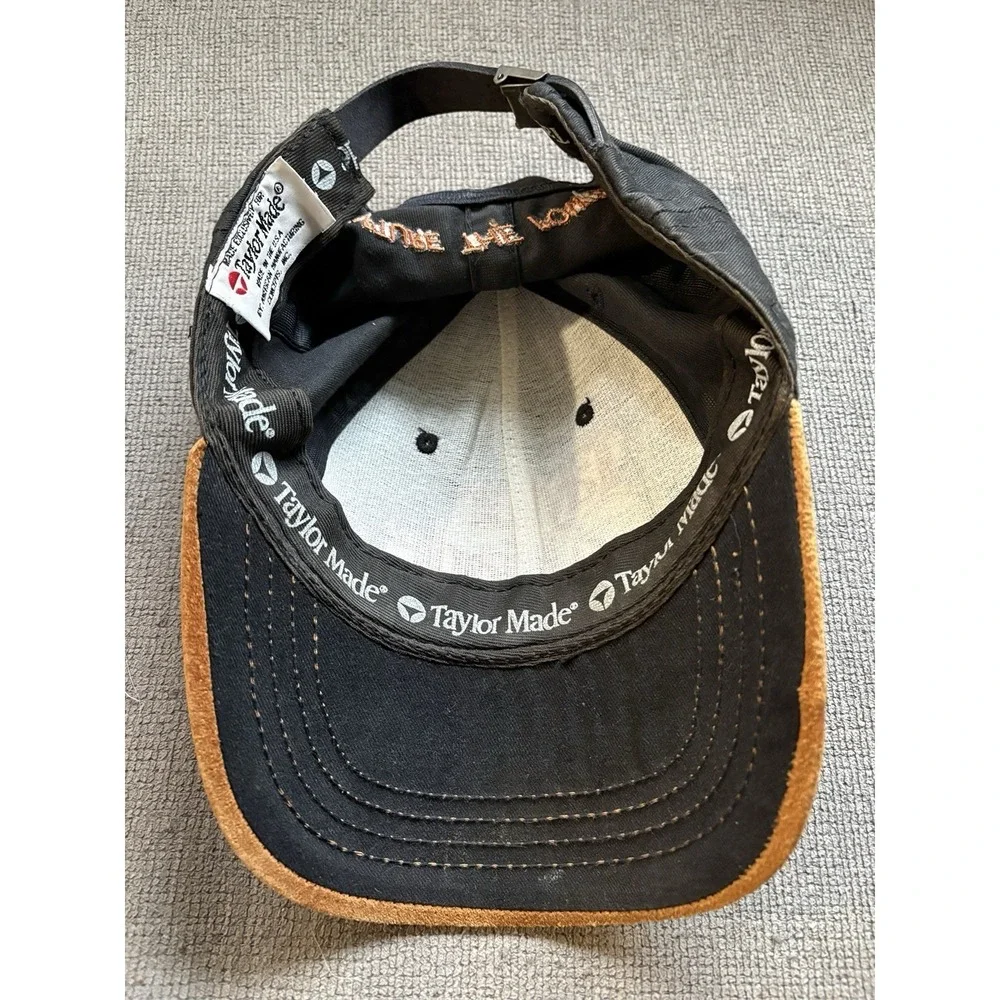 Vintage TaylorMade Burner Bubble Golf Hat Mens Adjustable Black Twill Suede USA